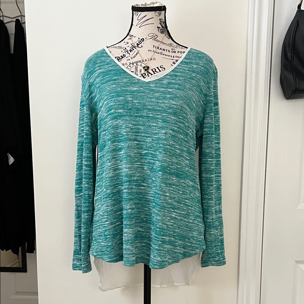 💗Lee Teal and White Long Sleeve Women's Top